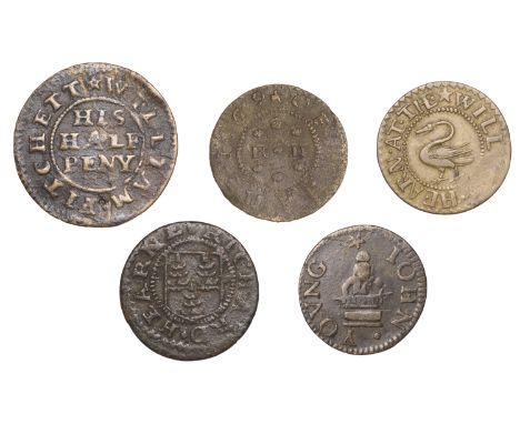 17th Century Tokens, OXFORDSHIRE, Thame, Richard Hearne, Farthings, 1669 (2), 1.54g/3h, 0.74g/3h (both N 3793, former 3793c, 