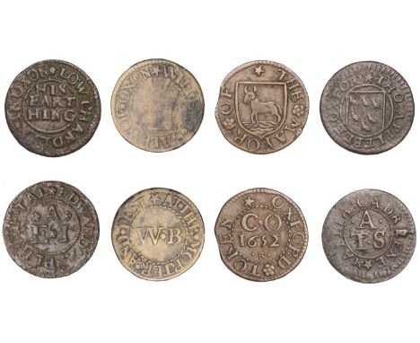 Oxford, City Farthing, 1652, 0.87g/6h (Leeds 7; N 3668; BW. 111-12); Edward Applebee, Farthing, 1.03g/12h (L 13; N 3676b, thi