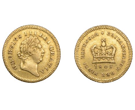 George III (1760-1820), Pre-1816 issues, Third-Guinea, 1803, first bust (EGC 873; S 3739). Cleaned, very fine  £240-£300