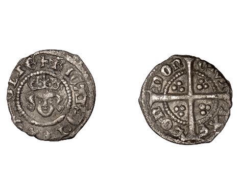 Richard II (1377-1399), First period, Farthing, London, small head without neck, reads ricard : rex : anglie, 0.25g/1h (Withe
