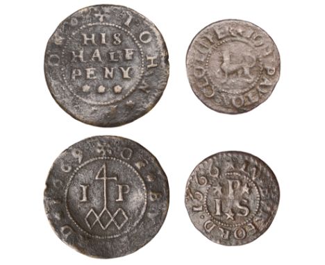 Burford, John Payton, Farthing, 1666, 0.74g/12h (M 51; N 3600, this piece; BW. 51), Halfpenny, 1669, 0.89g/12h (M 52; N 3601;