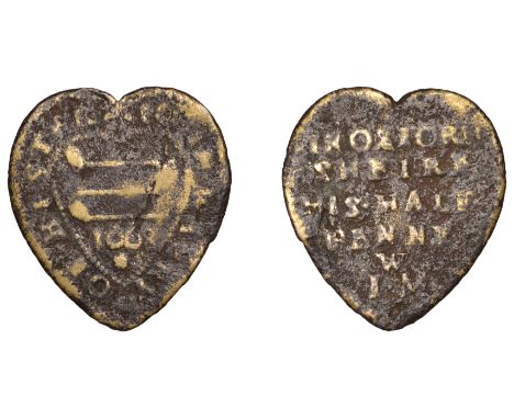 Bicester, John Warry, heart-shaped Halfpenny, 1668, 1.98g/12h (M 42; N 3597; BW. 45). Fair to fine, very rare £180-£220  --- 
