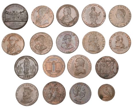 18th Century Tokens, LONDON, Bucklersbury, Thomas and Robert Davidson, Halfpenny, 1795, 10.67g/6h (DH 295); Charing Cross, Sa