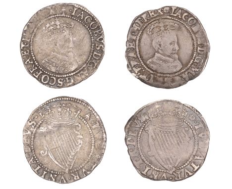 James I (1603-1625), First coinage, Sixpence, mm. bell, first bust, 2.12g/11h; Second coinage, Sixpence, mm. rose, first bust