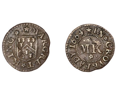 Cropredy, Margret King, Farthing, 1664, 0.72g/3h (M 78; N 3625, this piece; BW. 75). About very fine, very rare; the only iss