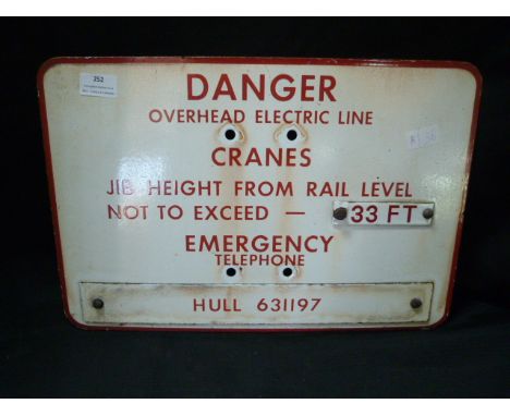 Enamel Railway Sign - Danger Overhead Electrics 