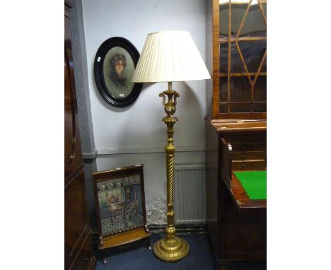 Ornate Gilded Lamp Stand and Shade 