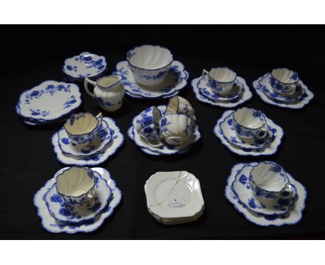 Part Longton Tea Service, Blue &amp; White China, and Six Shelley Saucers 
