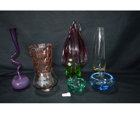 Seven Pieces of Art Glass Including One Murano and a Scandinavian Bowl 