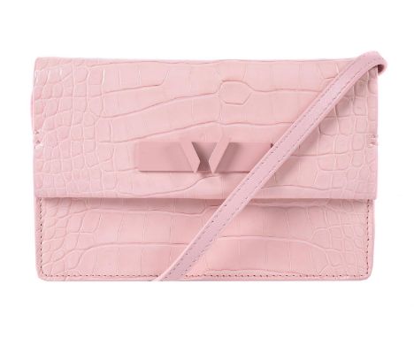 
	
		Y&nbsp;William &amp; Son, Mini Bruton, a Petal alligator clutch bag, with pink enamelled hardware, with single shoulder 