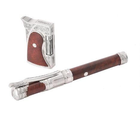 
	
		S. T. Dupont, Conquest of Wild West, a limited edition collectors set, no. 05/88, the brown lacquer fountain pen with re