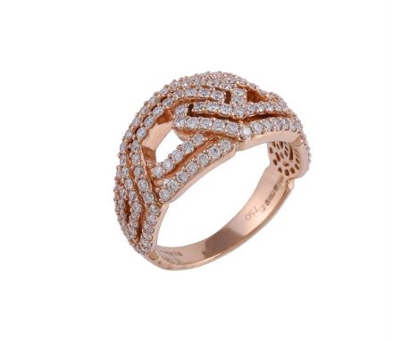 
	
		A diamond Bombé dress ring by William &amp; Son, the pierced geometric lover's knot panel set with brilliant cut diamond