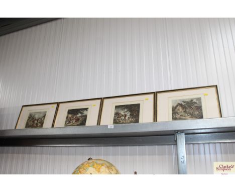 A set of four hunting prints