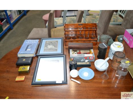 A quantity of scientific items etc. from Allen &amp; Hanburys Ltd of London; Corgi toys; pictures etc
