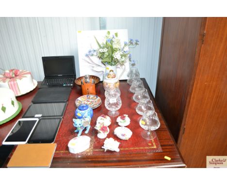 A quantity of brandy balloons, vases, trinket boxes etc.