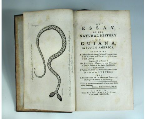 [BANCROFT (Edward)], An Essay on the Natural History of Guiana in South America, London: T. Becket, 1769, first edition, 8vo,