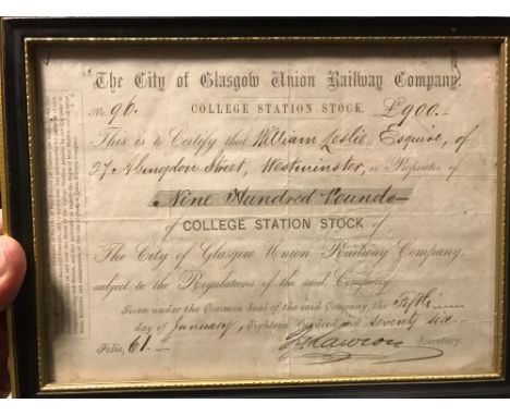 A collection of sixteen framed share certificates, mostly Russian and American Railway interest, and one other Chinese, (16) 