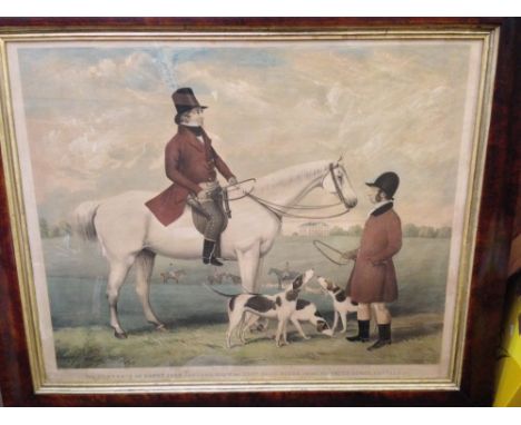A lithographed portrait of Henry Conyers Esq., of Copt Hall, Essex, on his Favourite Horse Canvass, after Walker, hand colour