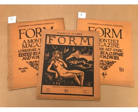 SPARE (Austin Osman) and W. H.DAVIES. Form, a Monthly Magazine, London: Morland Press, New Series vol. I nos.I, II, and III, 