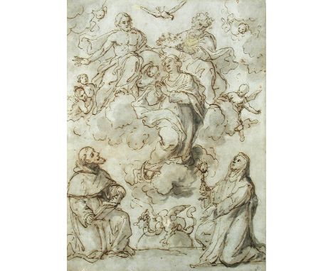 Follower of Massimo Stanzione (Italian, 1585-1656) The Assumption of the Virgin before two kneeling Saints; and nine other Ol