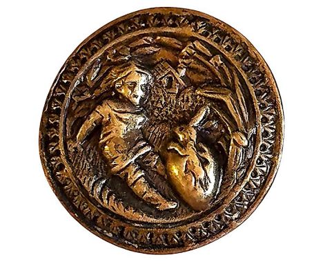 1 Small size 19th century brass childrens button with a Rabbit. When first shown this button by the consignor Bruce thought i