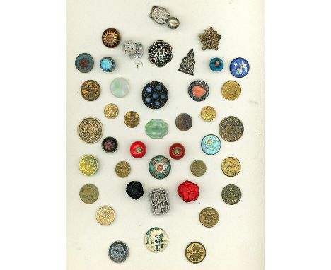 41 Small/Medium 19th/20th century assorted material buttons. This full card from the late Pauline Lum of California includes 