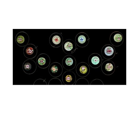 15 Small 20th century paperweight glass examples. Here is a nice selection of paperweight buttons from various deceased glass
