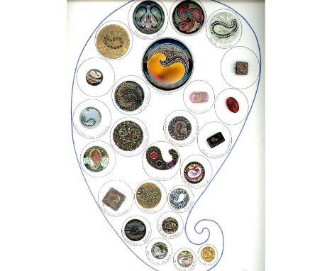 25 S/M/L 19th-20th century assorted shapes and styles. Paisley patterns are a highly collectible buttons among collectors. Th