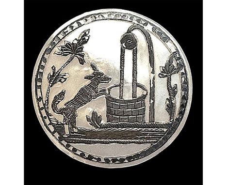 1 Large 18th century silver overlayed pearl scene with a FOX. After a recent NON Lion and Unicorn button auction, this button