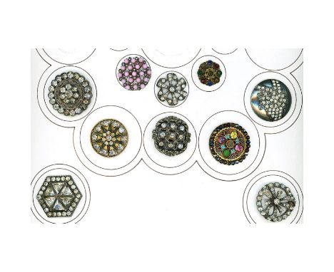 10 Med/Large early 19th C. &amp; later assorted paste jewel buttons. Here is a beautiful card of paste jewel buttons called "