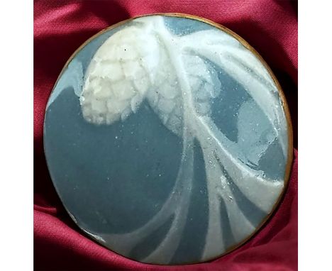 1 large medium 19th century "Pate Sur Pate" pinecone button. This is an gorgeous example from the Minton's factory in England