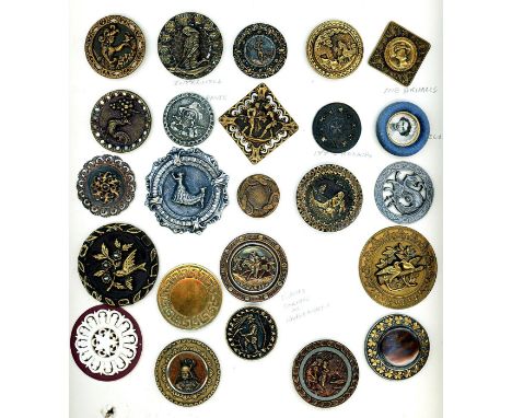 24 Medium/Large 19th-20th C. including a carved pierced pearl. This lot includes brass, white metal, silvered brass. The lot 