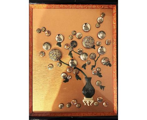 44 S/M/L 19th-20th century Framed Japanese Satsuma Buttons. This incredible display is more than just for the buttons but als
