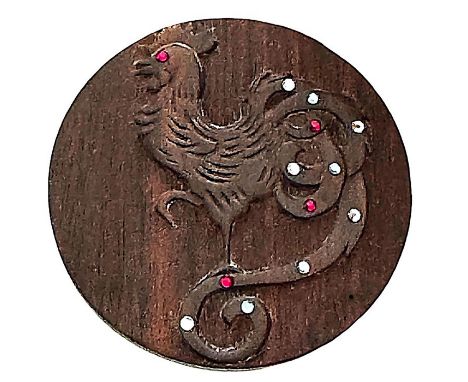 1 Extra large carved wood button by the late Leo Crabtree. Leo was the husband of Barbara Crabtree who was a button collector