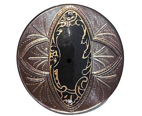 1 Large 19th century smokey pearl with oval enamel center. Here is a beautiful example of two materials on one button. The ba