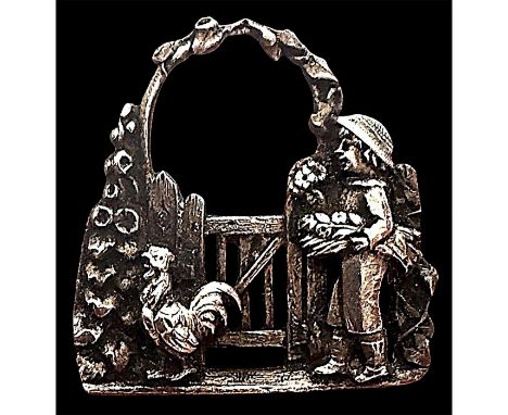 1 Large early 20th century silvered brass realistic example. This charming example of a Kate Greenaway design shows a boy car