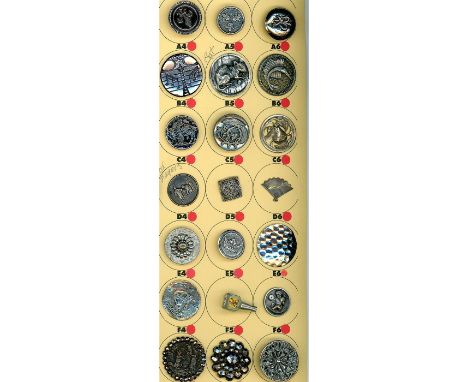 21 Medium 19th-20th C. specialized to white incl. pictorials. This is a cool partial card of buttons and includes some really