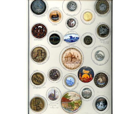 24 Medium/Large 19th-20th century assorted material examples. Here is a very nice card of assorted building and scenes in a v