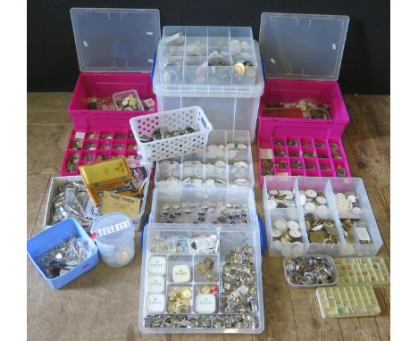 A Large Selection of Watch Parts including ROLEX Dials, watch straps, parts tins, palett jewels, pocket watch cases including