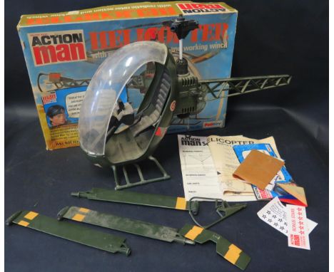 A Palitoy Action Man Helicopter Boxed and Tank (A/F) 