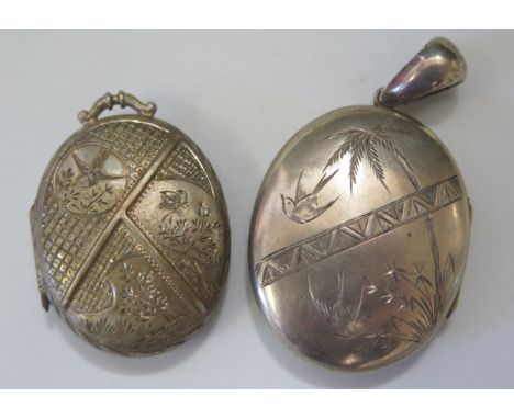 Two Victorian Silver Lockets, largest 57mm drop 