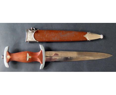 German WW2 SA type Dagger. Blade RZM M.7/72/40.  Brown painted Scabbard 