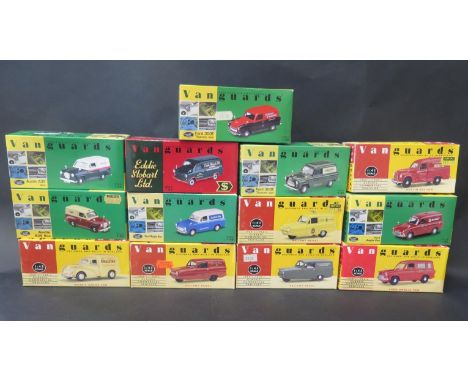 Thirteen Vanguards 1:43 Scale Model Vans Including, Ford, Austin, Reliant and Morris Boxed 