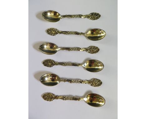 A Set of Six Danish Silver Mocha Spoons, 53.3g 