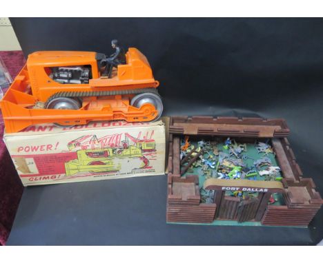 A Marx Giant Bulldozer Boxed, Fort Dallas and Soldiers and Meccano 