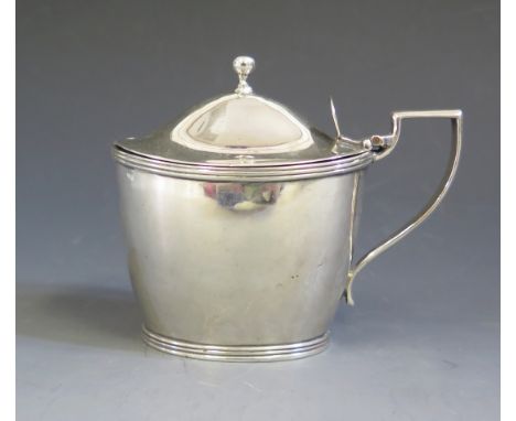 A Large George III Silver Mustard with blue glass liner, 8.5cm high, London 1799, John Emes, 102g 