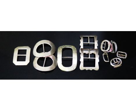 A Small George IV Silver Buckle (Birmingham 1827, Thomas Freeman), three other pairs of hallmarked silver buckles etc., 94.1g