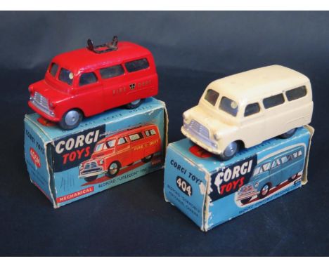 A Corgi Toys No. 404 Bedford "Dormobile" Personnel Carrier (good in poor box with one end flap loose) and No. 405M Bedford "U