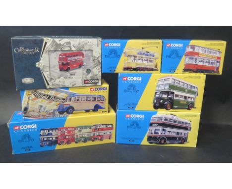 Ten Corgi Classics 1:50 Scale Model Buses and Coaches Boxed Including Connoisseur CC25901 AEC Routemaster. 