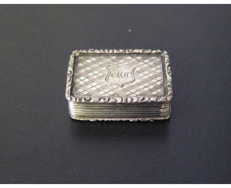 A Victorian Silver Vinaigrette, 30x22mm, Birmingham 1841, Francis Clark, 14.4g. Lid loose 